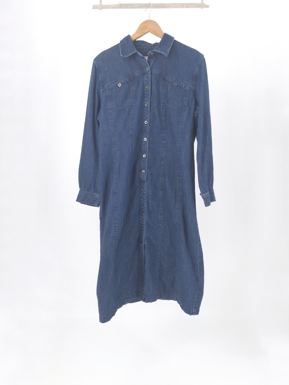 ✨Vintage 90s Talbots Petites Denim Maxi Shirt Dress Button Front 16P✨